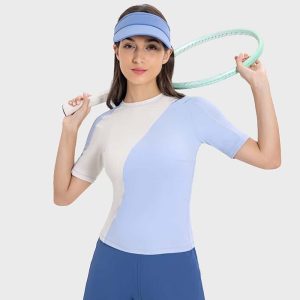 women's short sleeve slim fit ribbed t-shirt