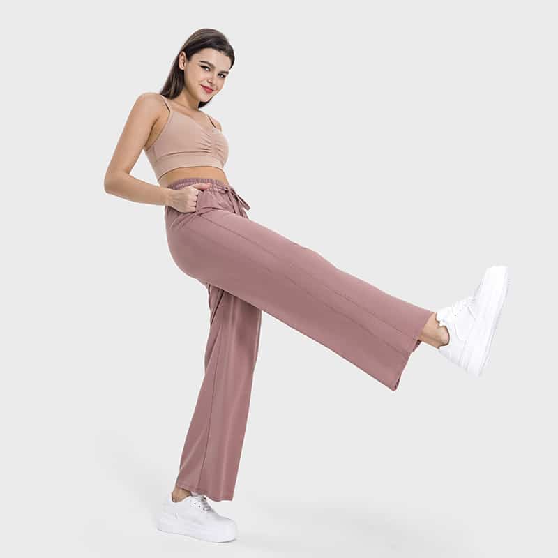 high waist straight leg drawstring sweatpants