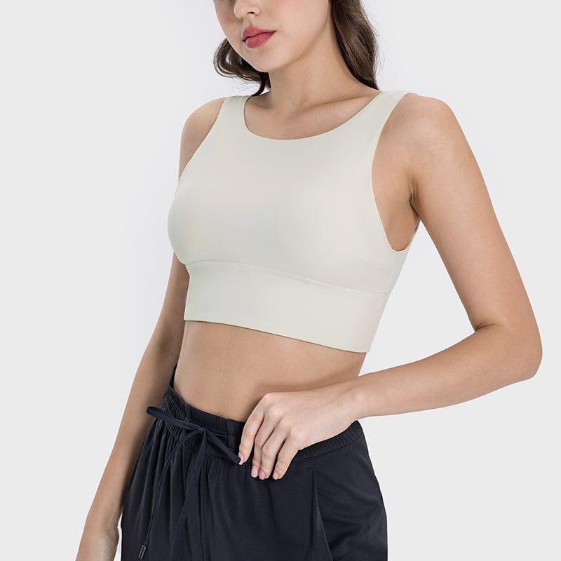 padded low scoop back sports bra