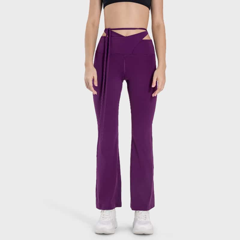 wholesale tied waist shaping flare leggings supplier