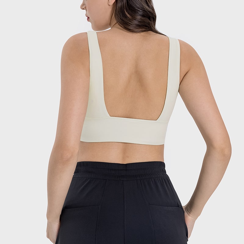 padded low scoop back sports bra wholesale