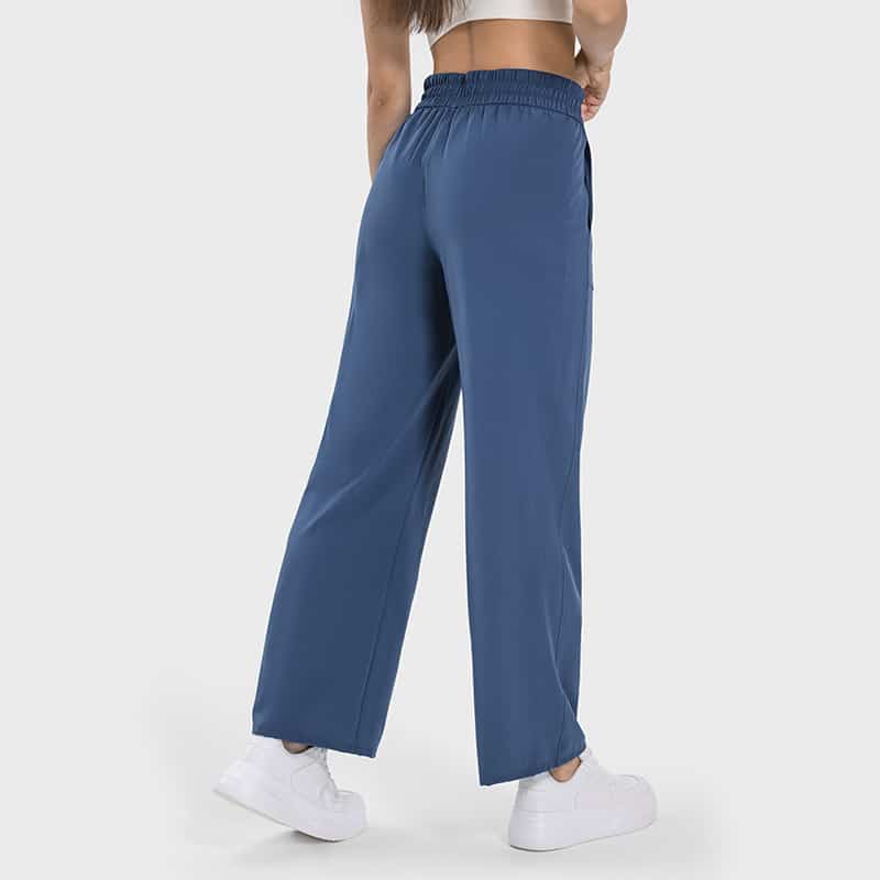 blue quick dry straight leg drawstring sweatpants