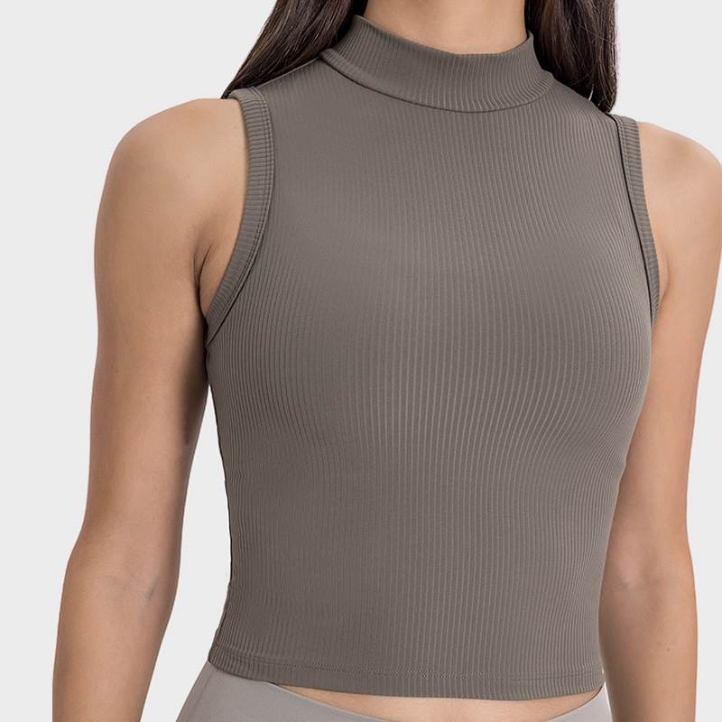 ribbed crop tops high neck tank top wholesale