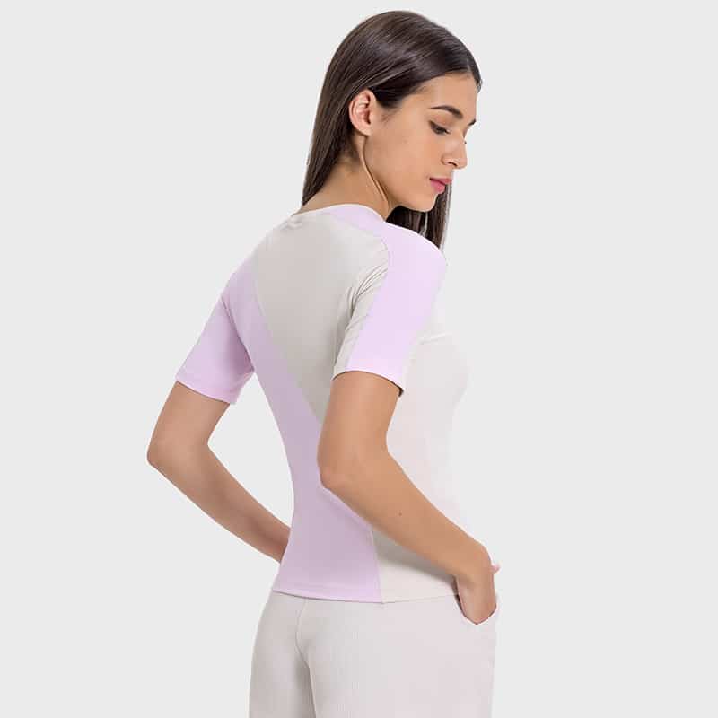 workout women's short sleeve slim fit ribbed t-shirt supplier