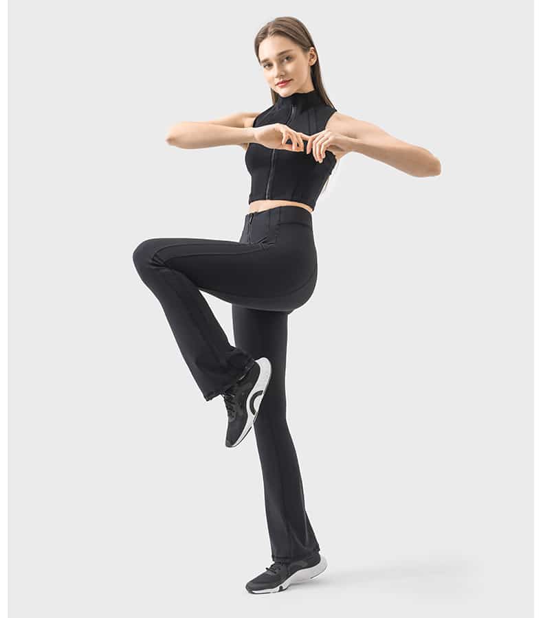 black tummy control flared leggings