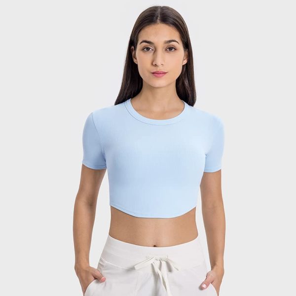 short-sleeve ultralite cropped rib-knit t-shirt for women