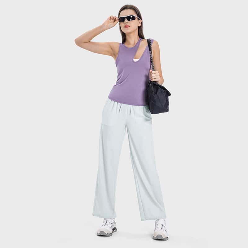 quick dry straight leg drawstring sweatpants for women