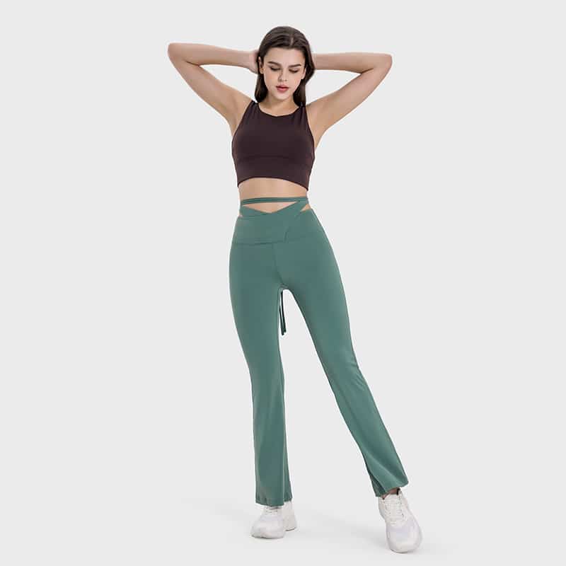 wholesale shaping flare leggings with invisible pocket supplier