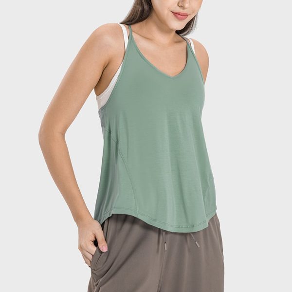 women's loose fit yoga open back tank top wholesale