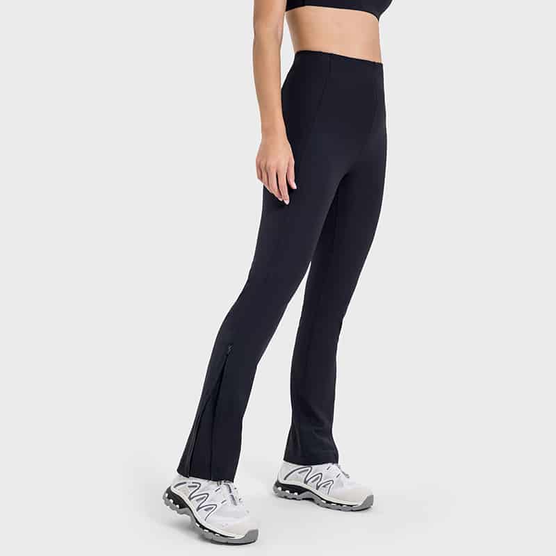 yoga high waisted ribbed flare leggings with pocket