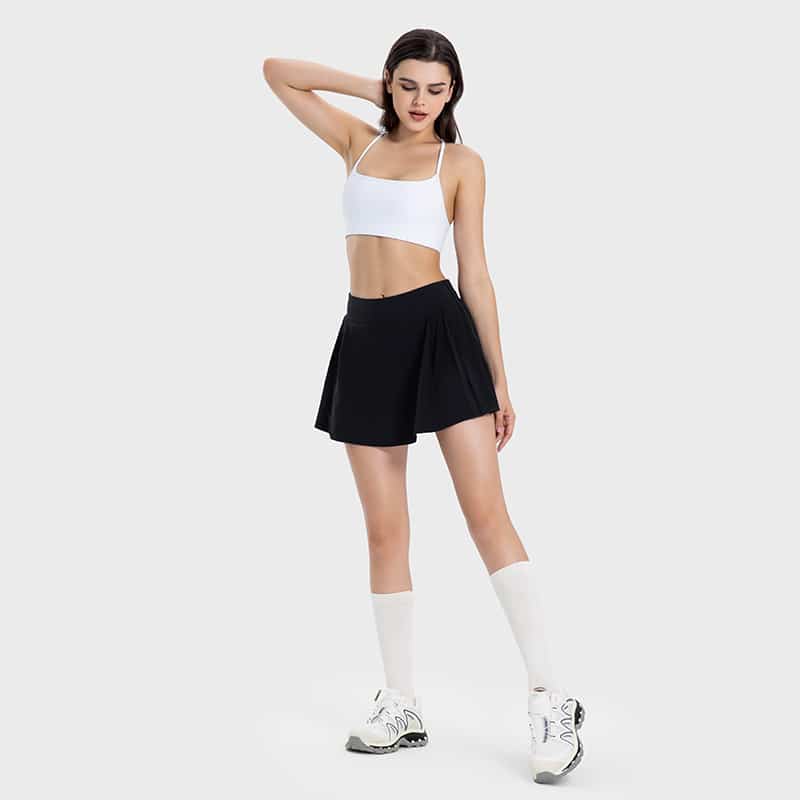 wholesale women's high waist tennis skirt built in shorts