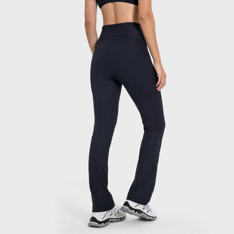 yoga high waisted ribbed flare leggings with adjustable trouser leg