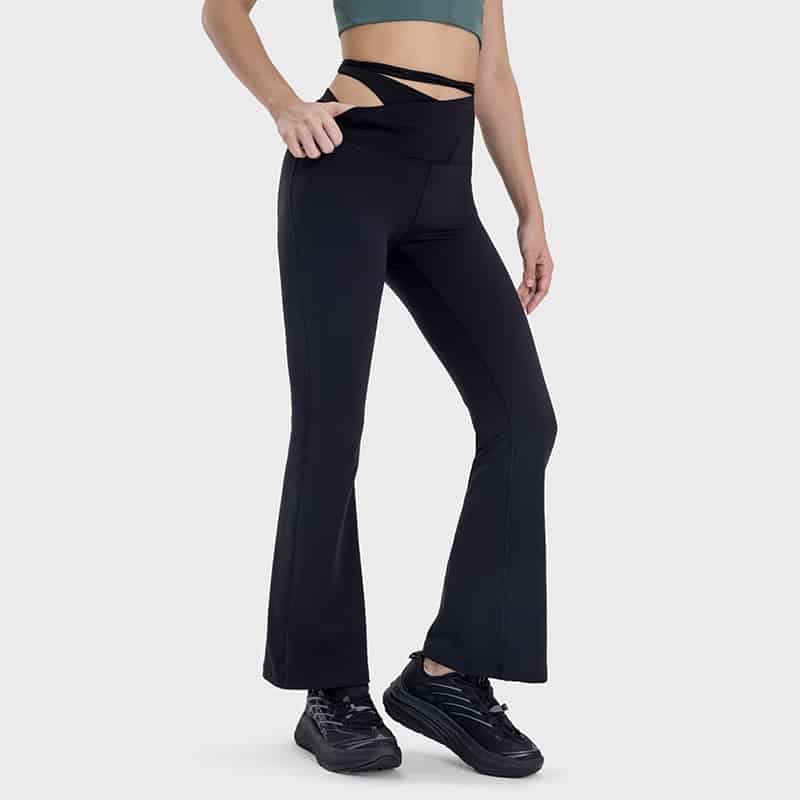 tie design shaping flare leggings