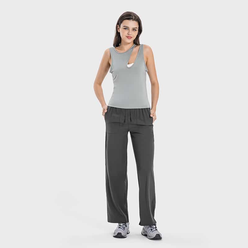 loose fit straight leg drawstring sweatpants