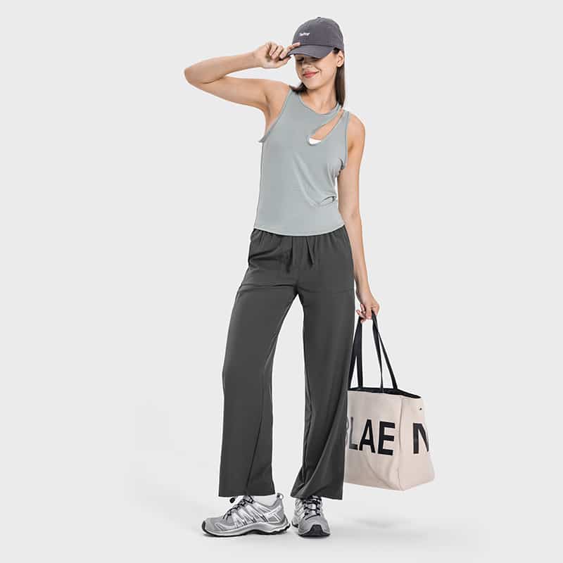 grey straight leg drawstring sweatpants