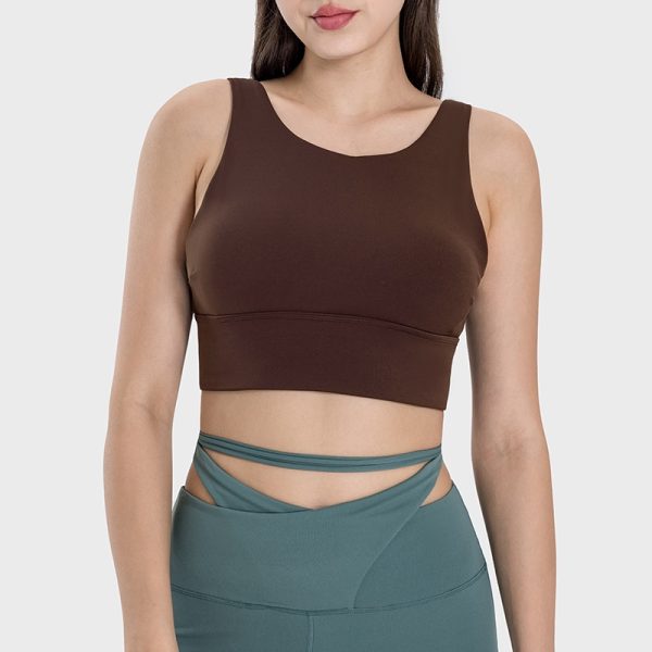 coffee low scoop back sports bra