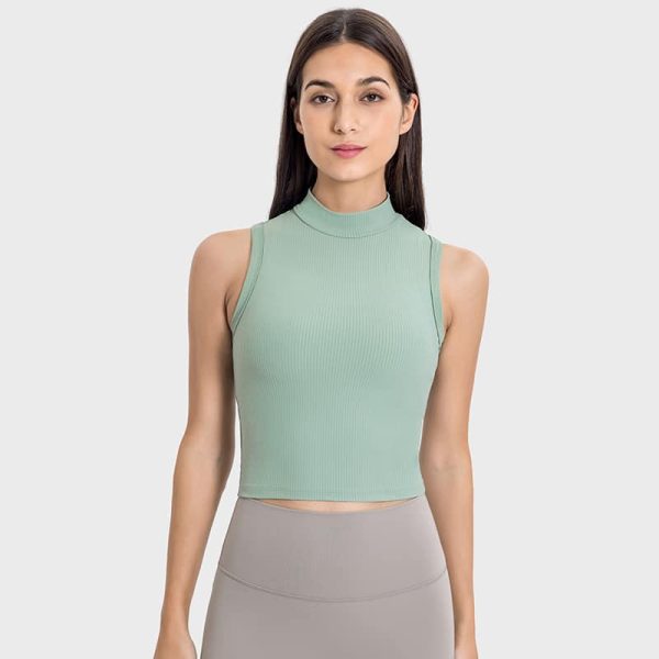 green high neck tank top wholesale