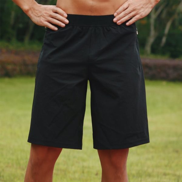 BLACK sports shorts with pockets mens