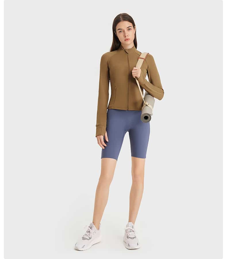 running cropped workout jacket women's