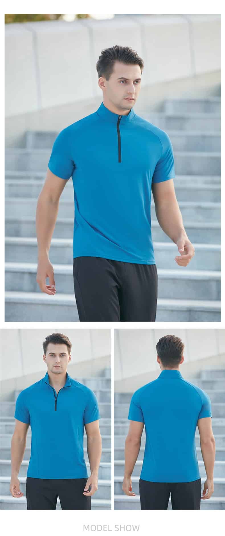 quarter zip mens sports t shirt with collar