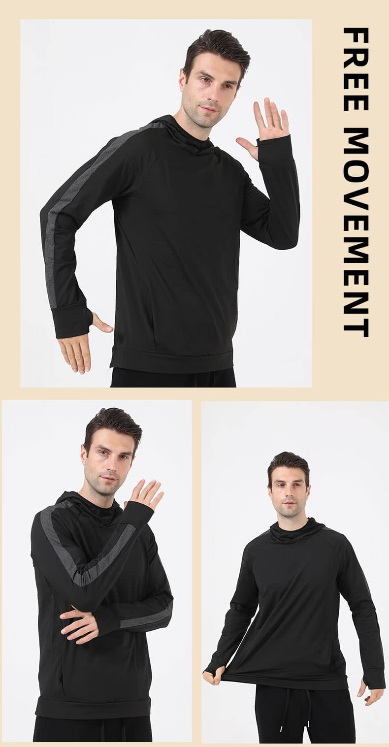 wholesale long sleeve mens workout shirts hoodie