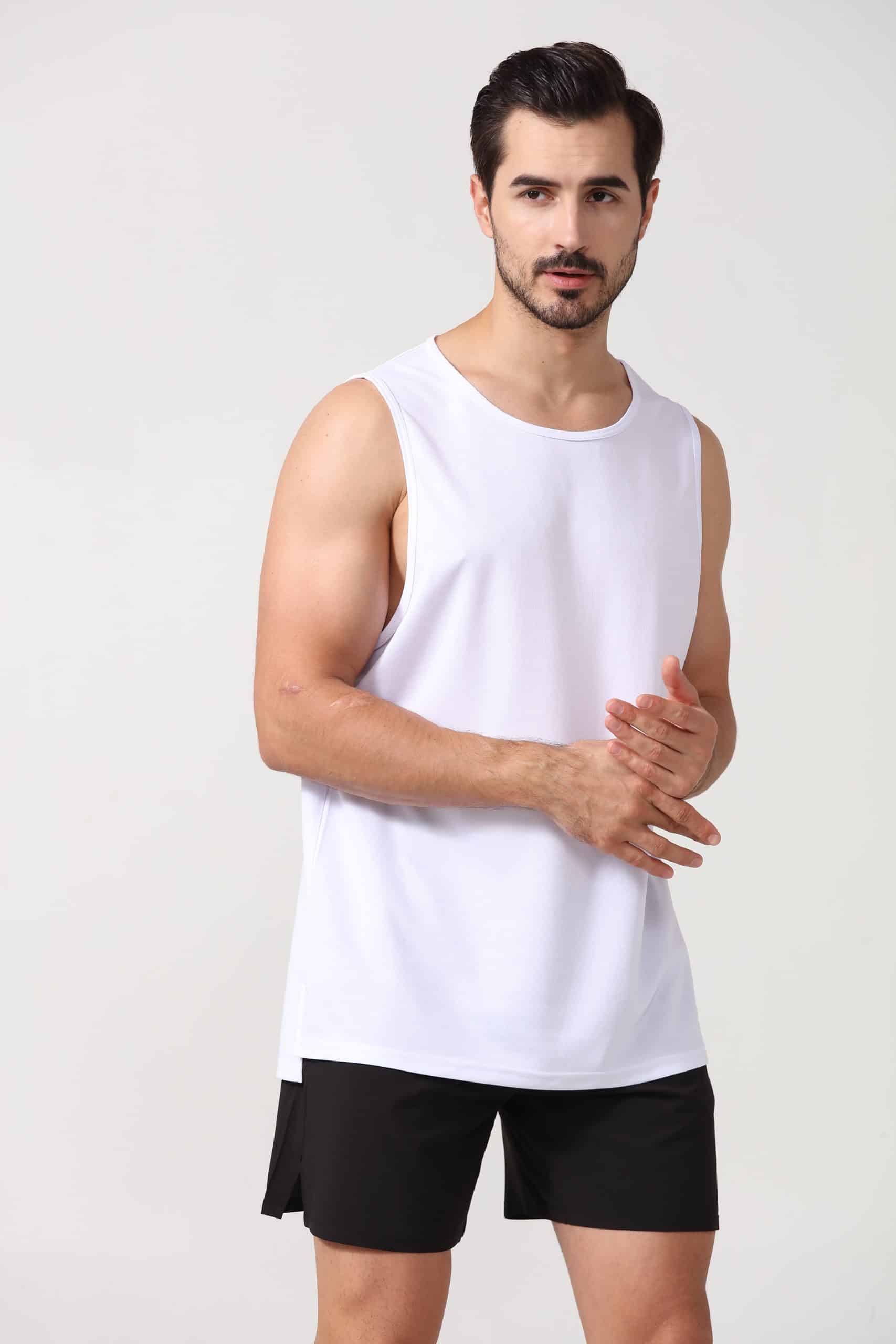 workout men's 100 polyester tank tops