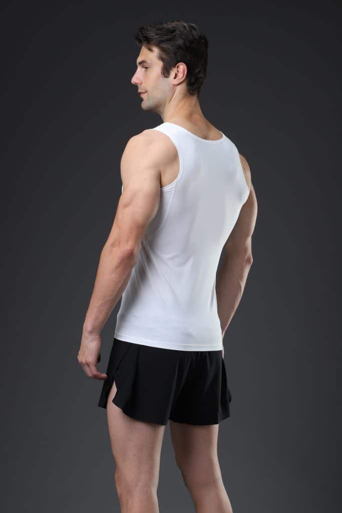 white men's polyester and spandex tank top