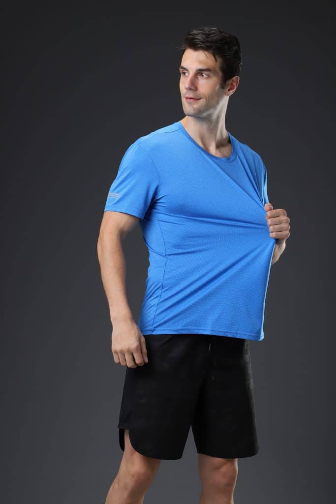 blue short sleeve polyester sports t shirts for men