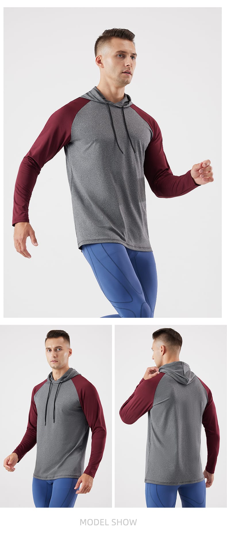 wholesale running hoodie mens sport shirts long sleeve