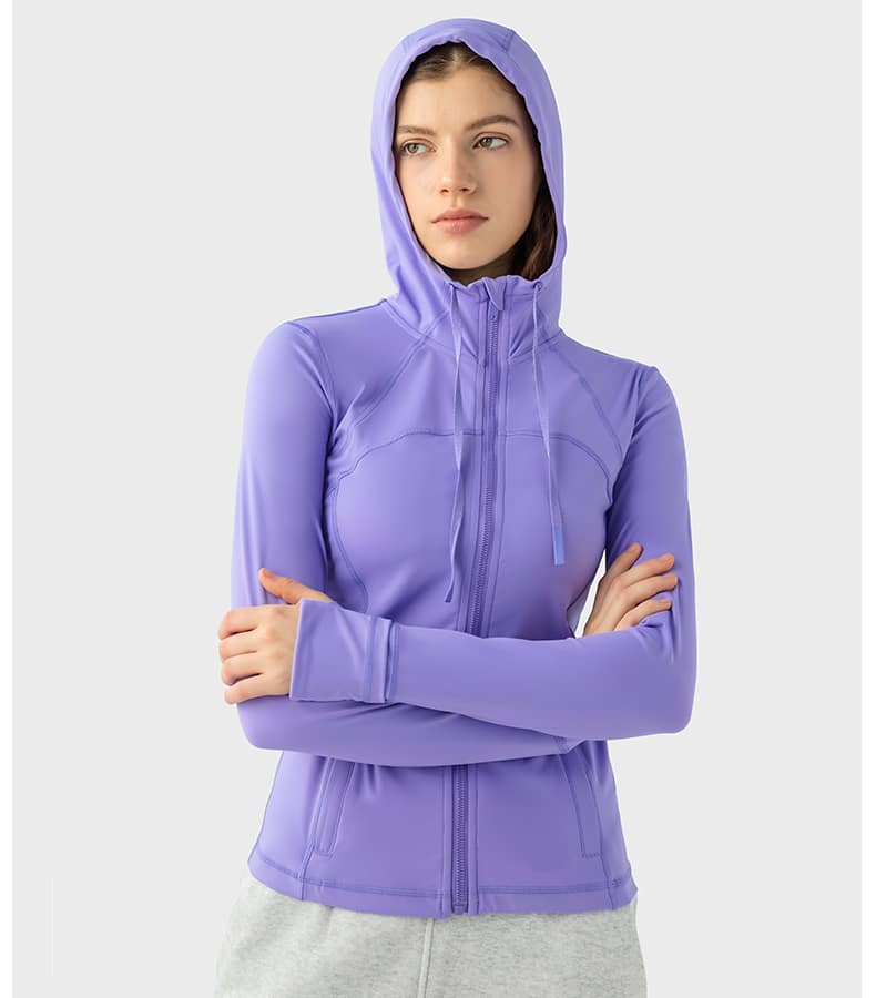 wholesale women yoga hoodie sports top with pockets