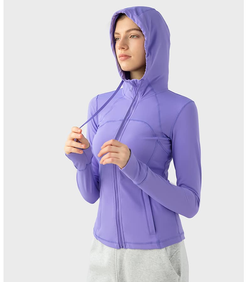 wholesale women yoga hoodie sports top with thumb holes