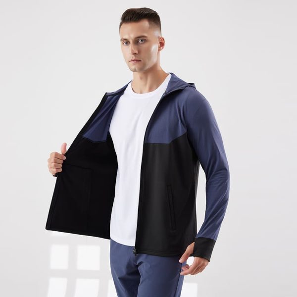 running men's windproof fleece hoodie