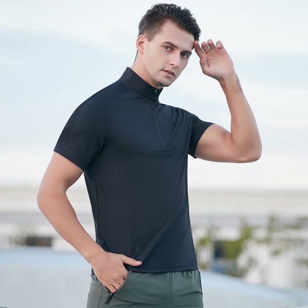 quick dry mens sports t shirt with collar