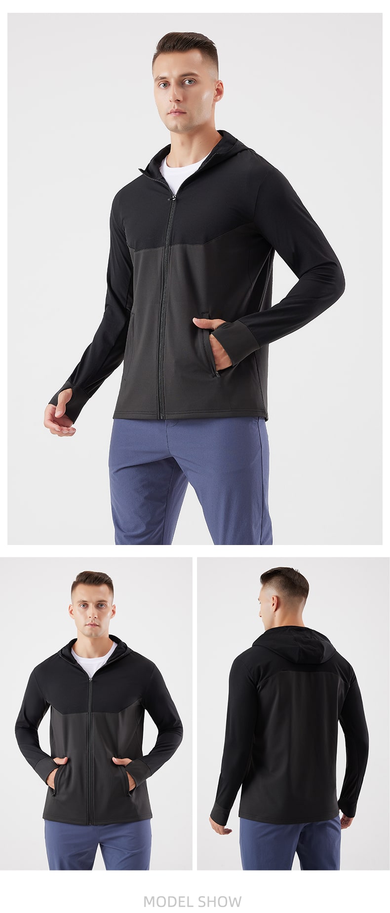 men's windproof fleece hoodie with pockets