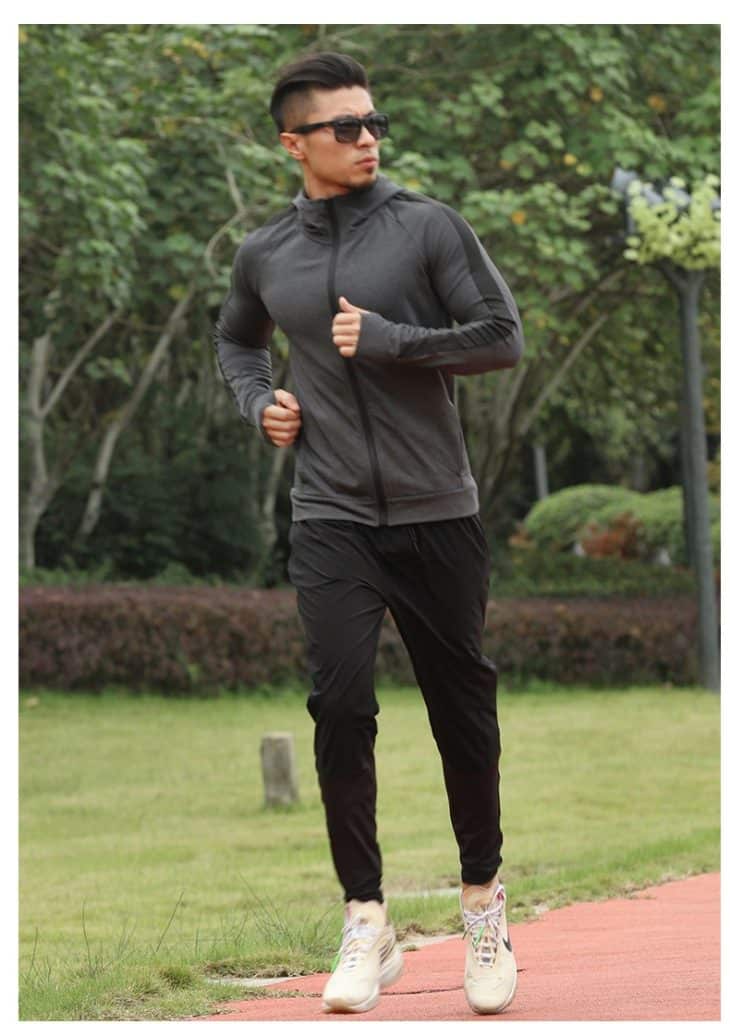 running lightweight mens zip up hoodie