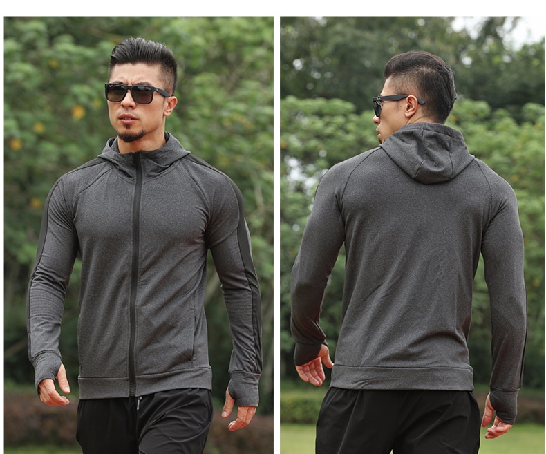 wholesale running lightweight mens zip up hoodie