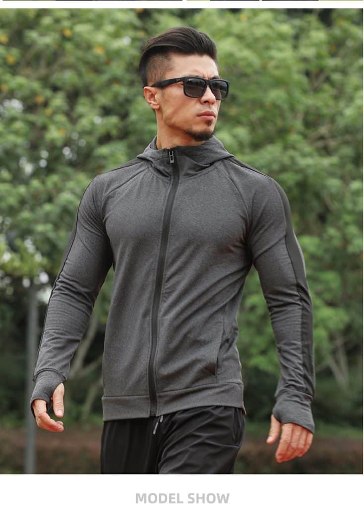 lightweight mens zip up hoodie with thumb hole