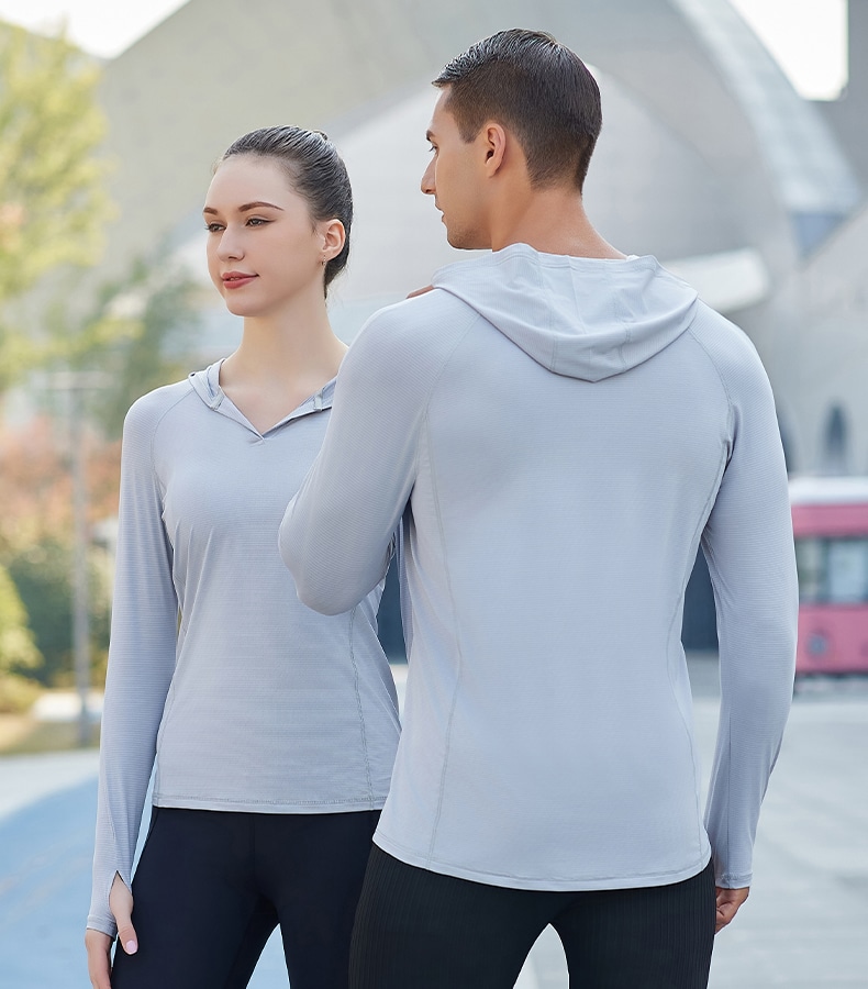 workout long sleeve sports top mens with hoodie