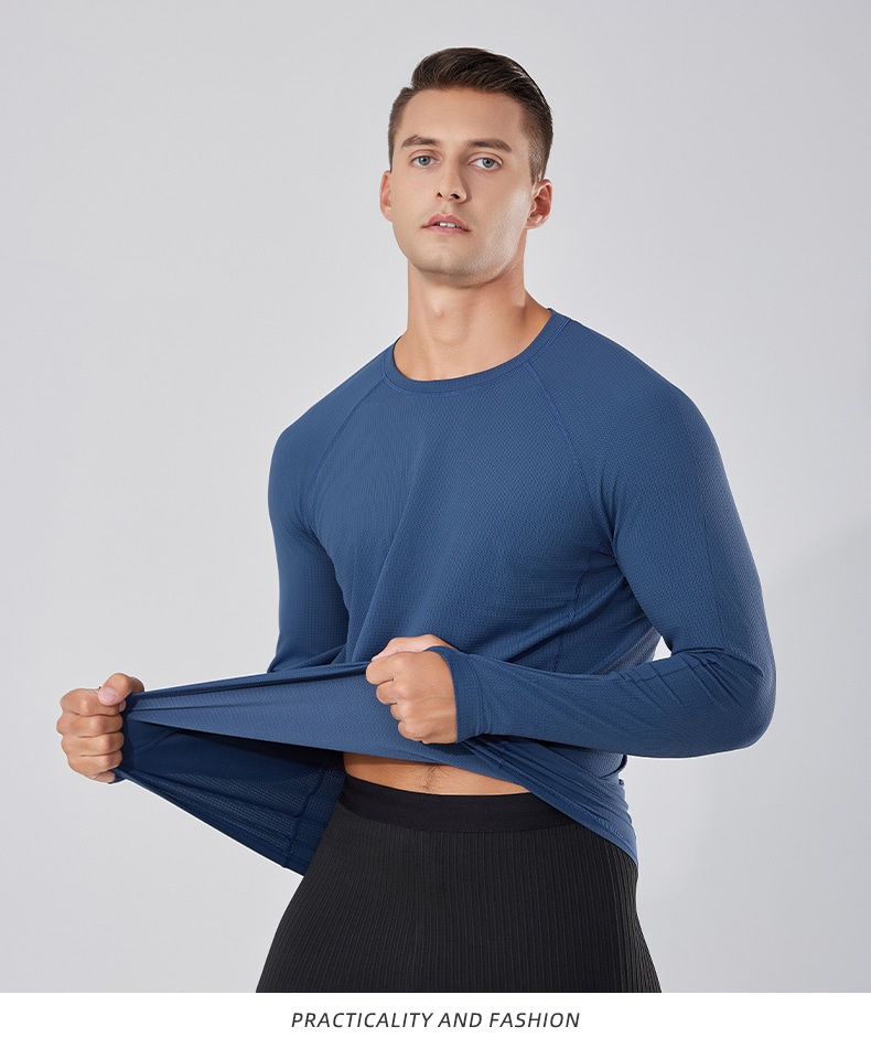 wholesale navy mens long sleeve sports t shirts