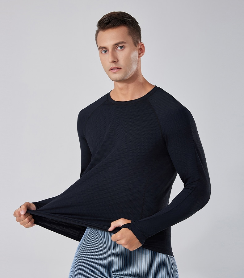 black mens long sleeve sports t shirts