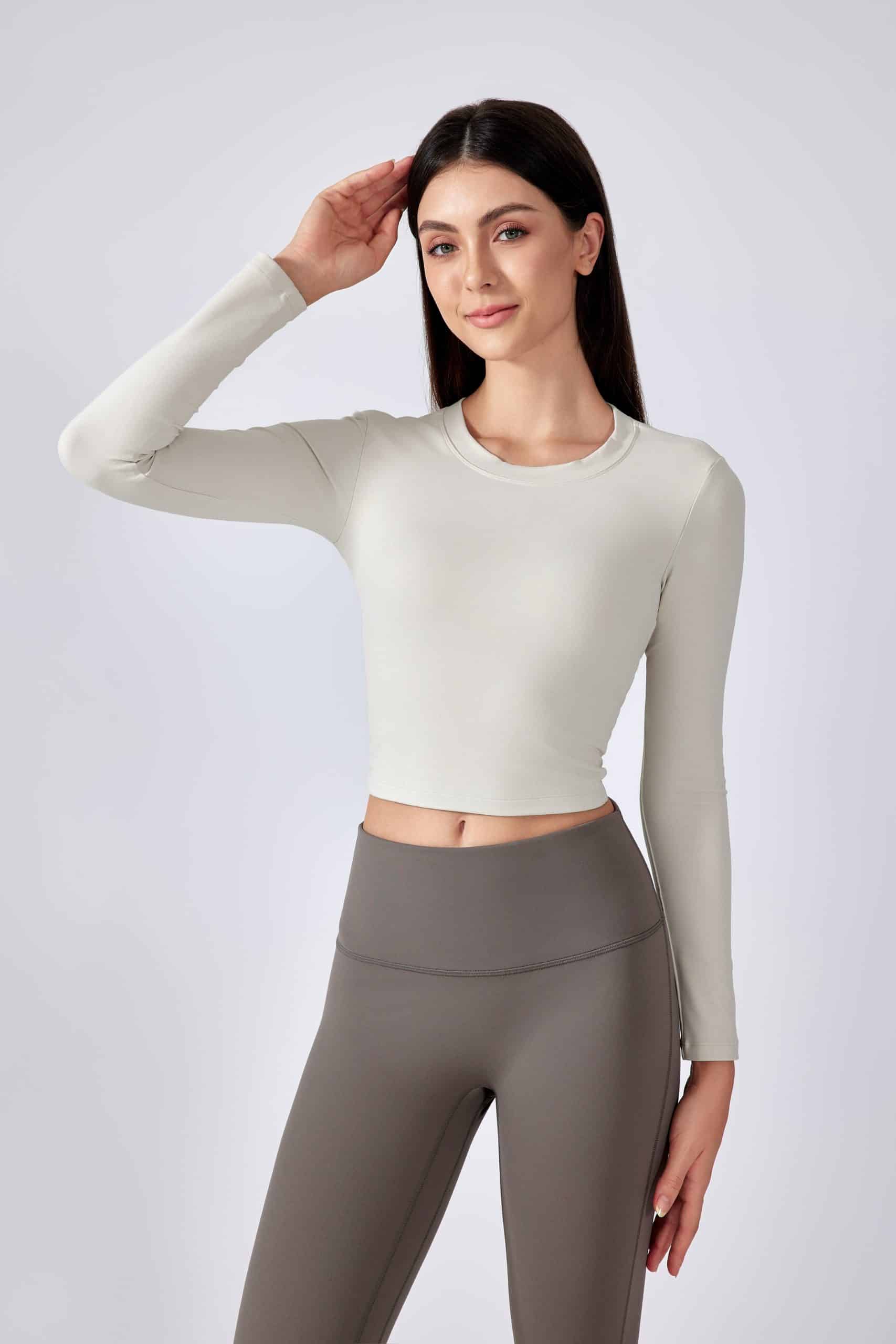 white open back long sleeve crop top