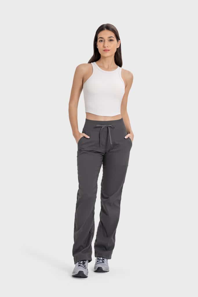 grey workout women's drawstring jogger pants