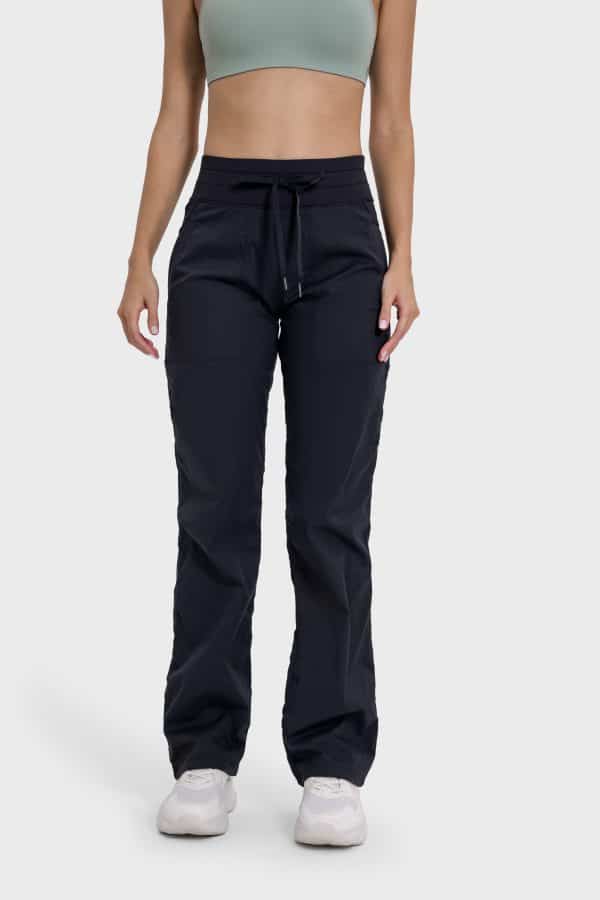 black workout women's drawstring jogger pants