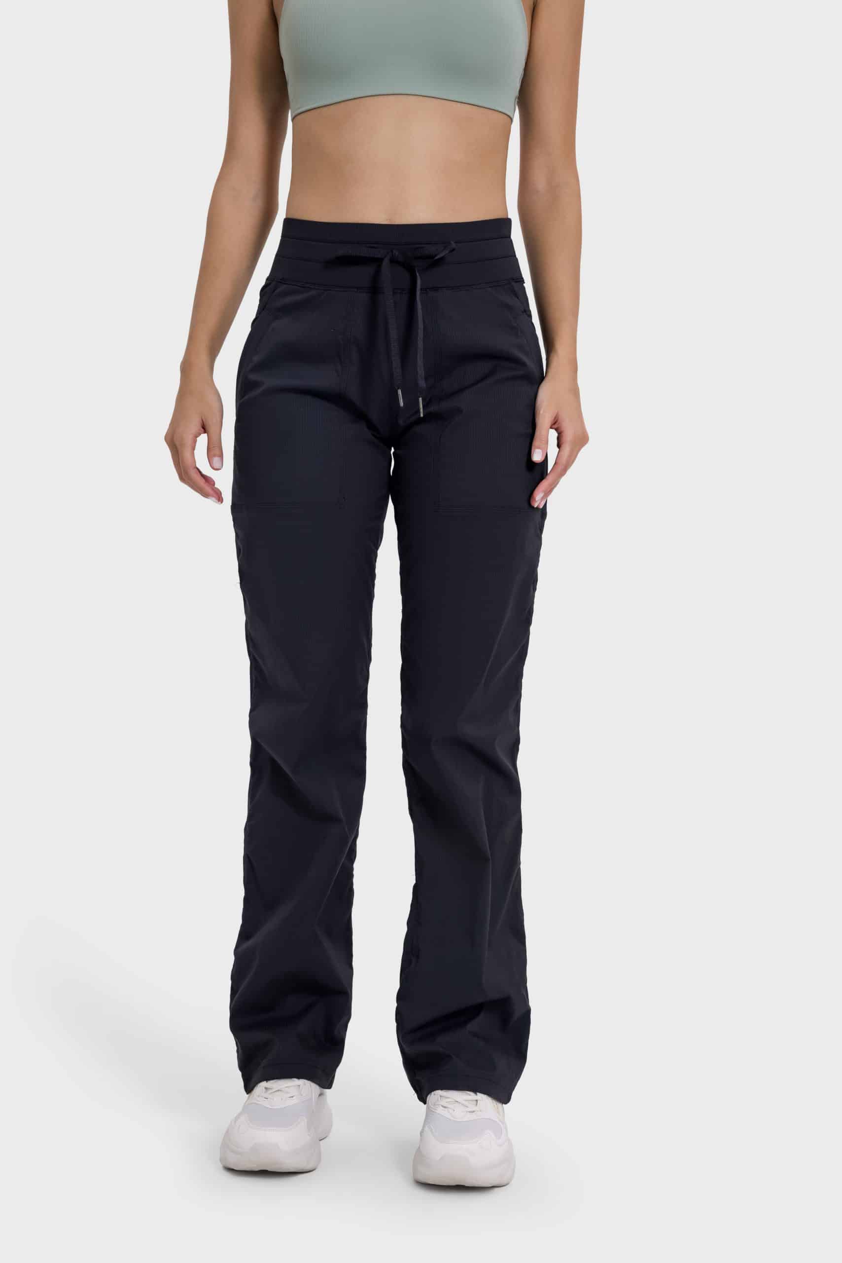 black workout women's drawstring jogger pants