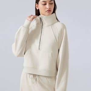 wholesale women's cropped zip up sweatshirt