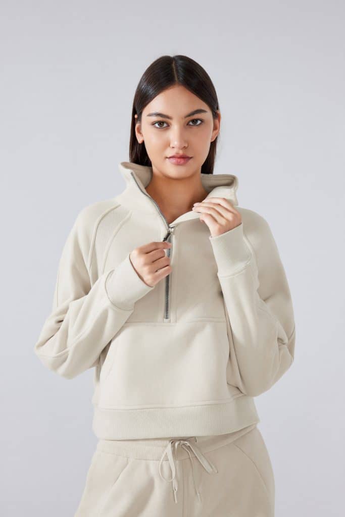 women's cropped zip up sweatshirt long sleeve