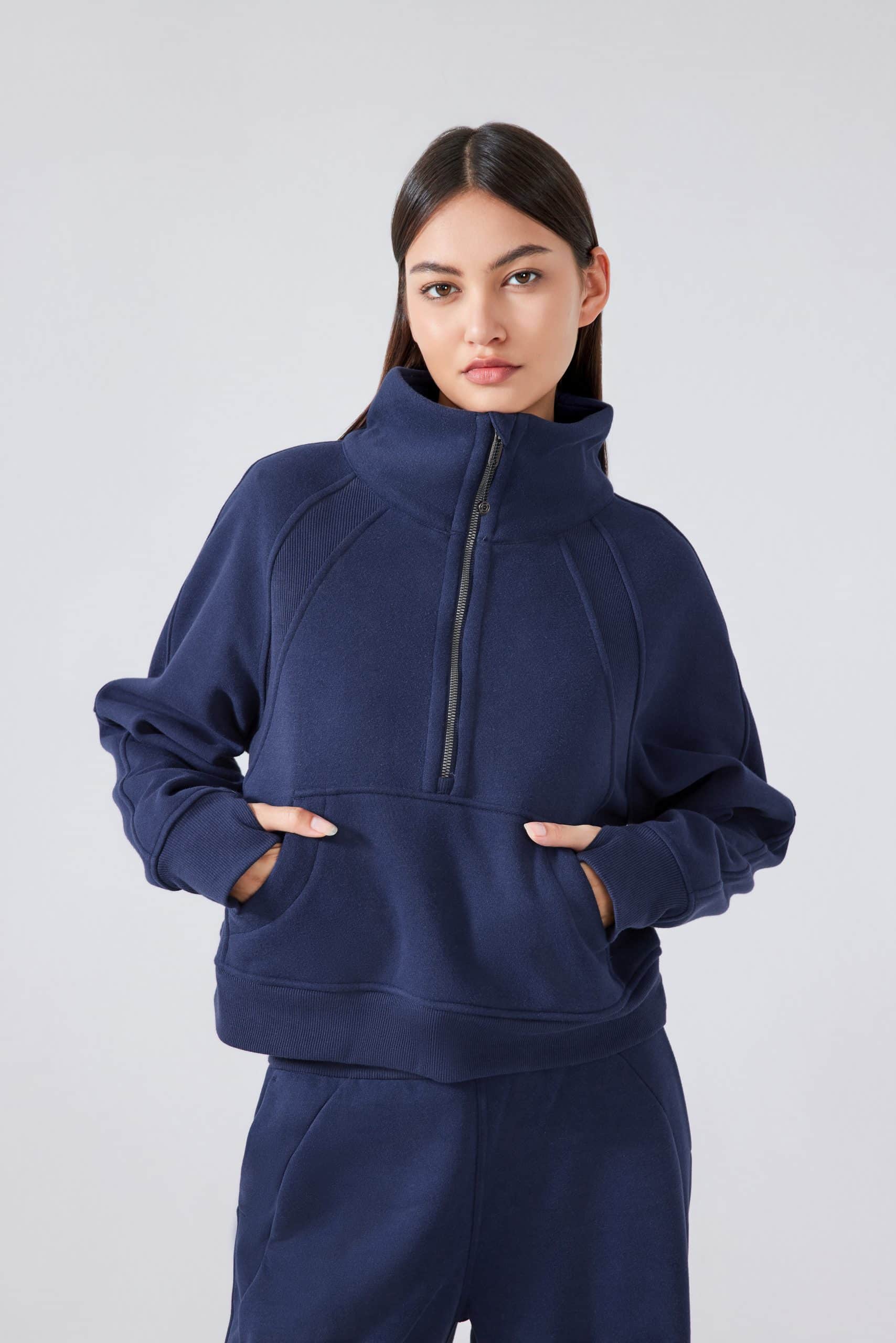 wholesale women's cropped zip up sweatshirt