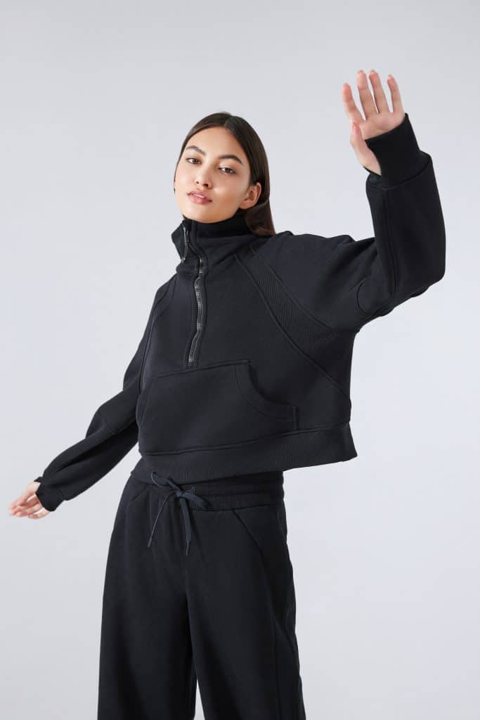 wholesale black half zip women's cropped zip up sweatshirt