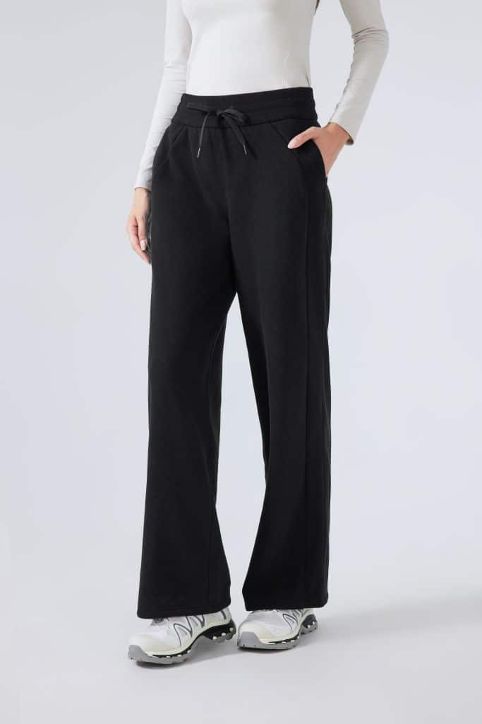 wide leg fleece sweatpants women's