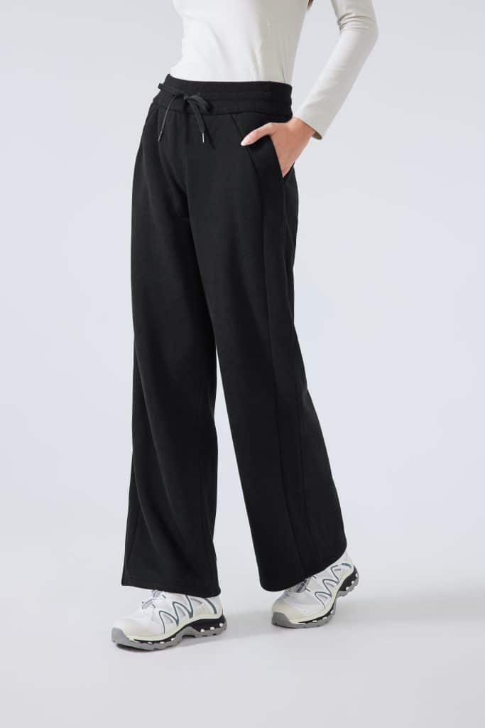 wide leg fleece sweatpants women's